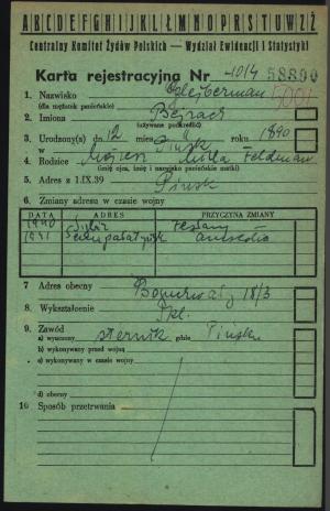 Glejberman registration card